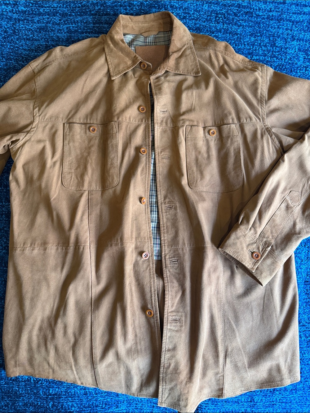 Men's Brown Suede Button-Up Shirt Jacket